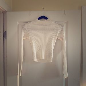 Cream Turtleneck Crop Top